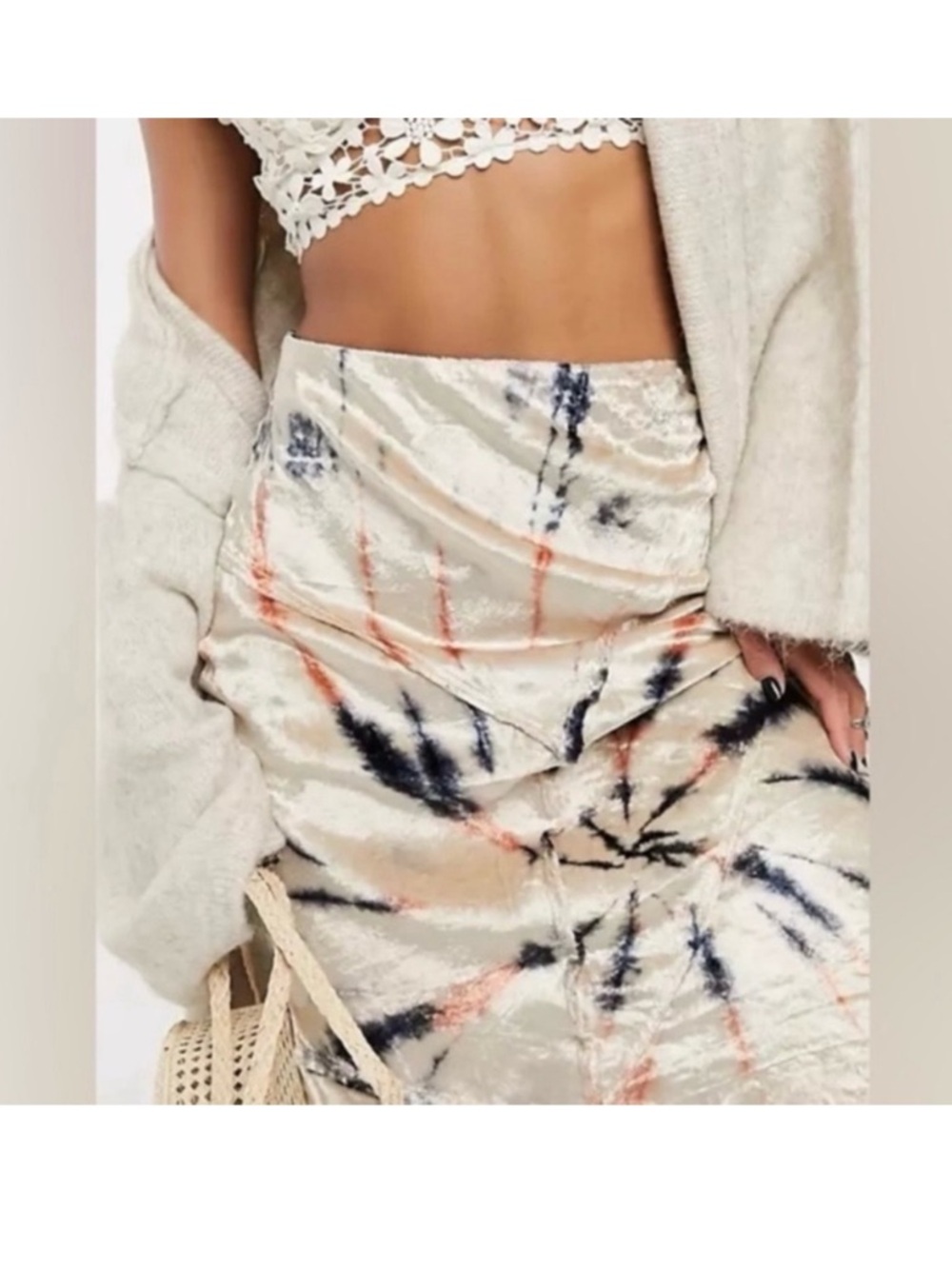 Free People Velvet Serious Swagger Tie-Dye Midi Skirt - Picture 3 of 13